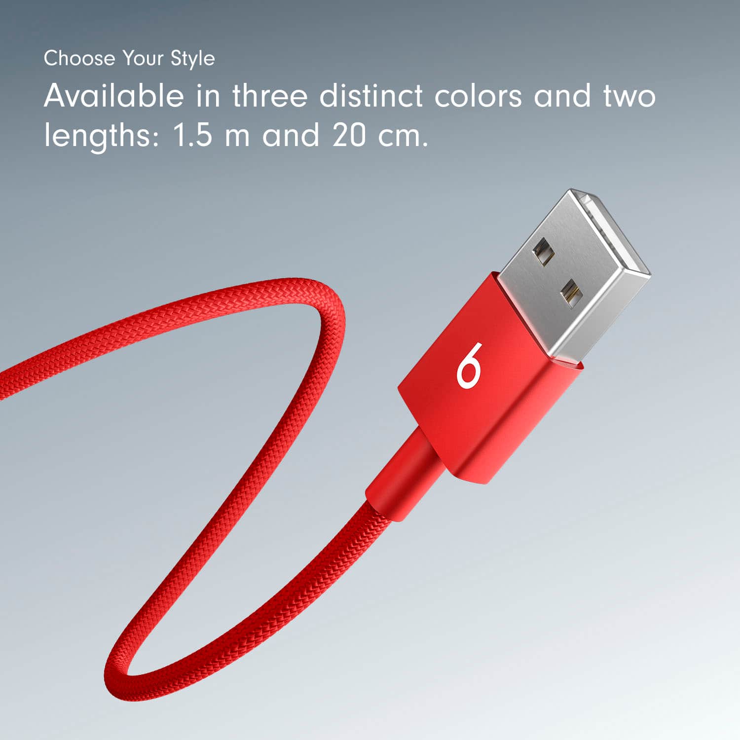 Alt View 16. Beats - 5' USB-A to USB-C Woven Cable - Rapid Red.