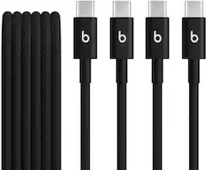 Front. Beats - 5' USB-C to USB-C Woven Cable (2-pack) - Bolt Black.