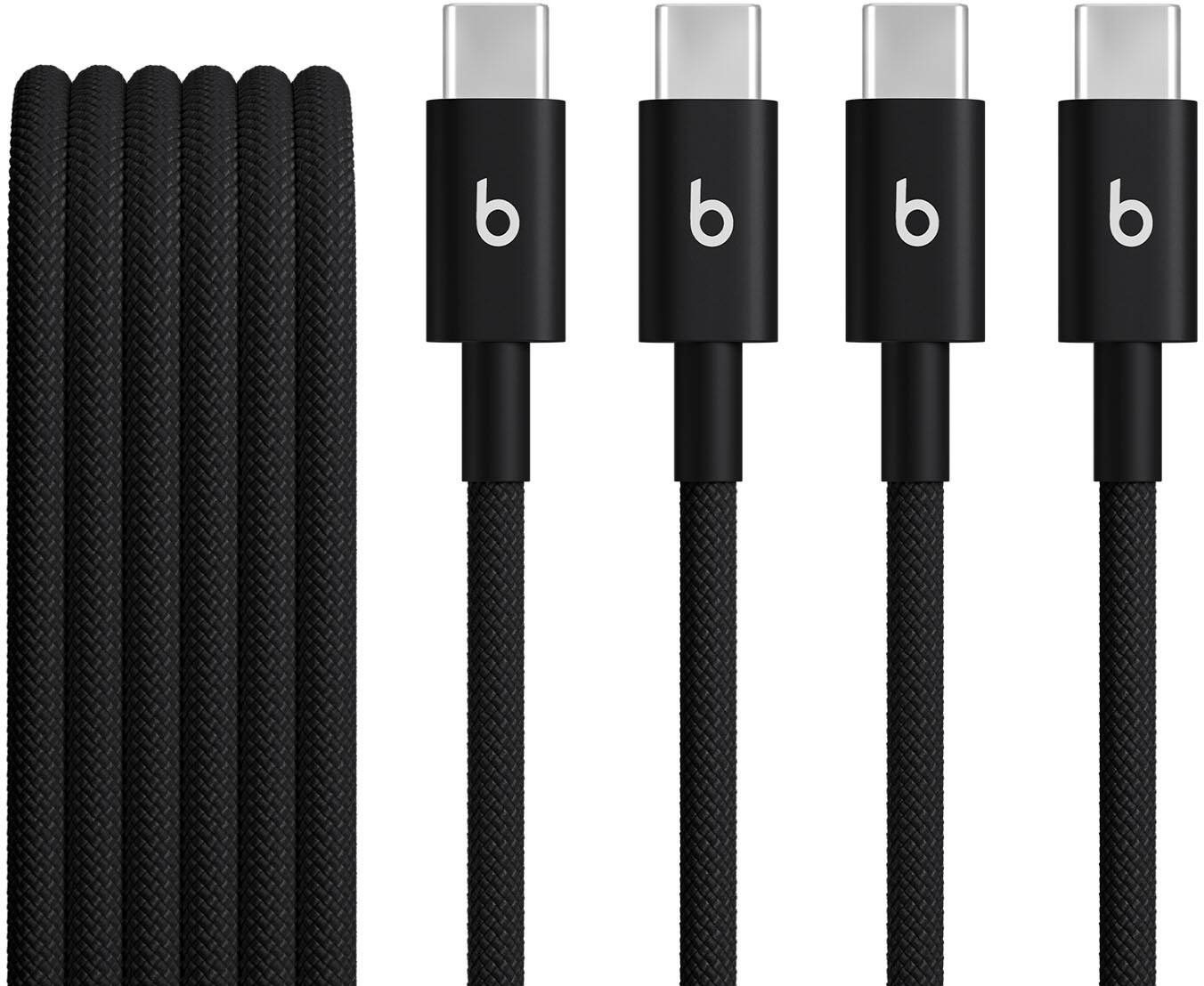Front. Beats - 5' USB-C to USB-C Woven Cable (2-pack) - Bolt Black.