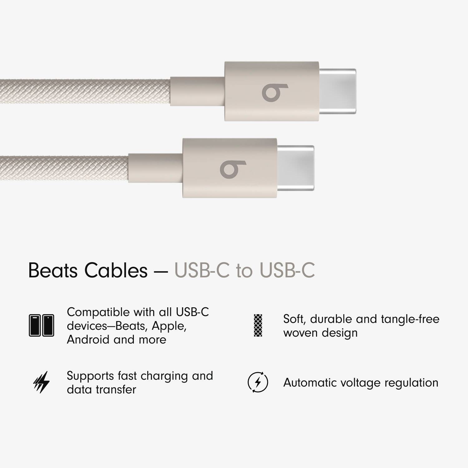 Alt View 11. Beats - 5' USB-C to USB-C Woven Cable - Surge Stone.