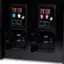 The image features two black boxes with slots for coins. The boxes are labeled with the numbers 1, 2, and 3, and they accept 25 cent coins. The slots are designed to accept coins of different denominations, making it convenient for users to pay for various services or products.