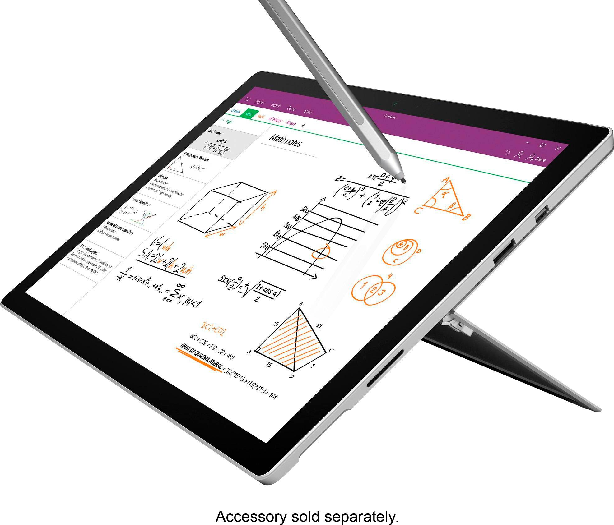 Alt View 18. Microsoft - Geek Squad Certified Refurbished Surface Pro 4 with Black Type Cover - 12.3" - 128GB - Intel Core i5 - Silver.