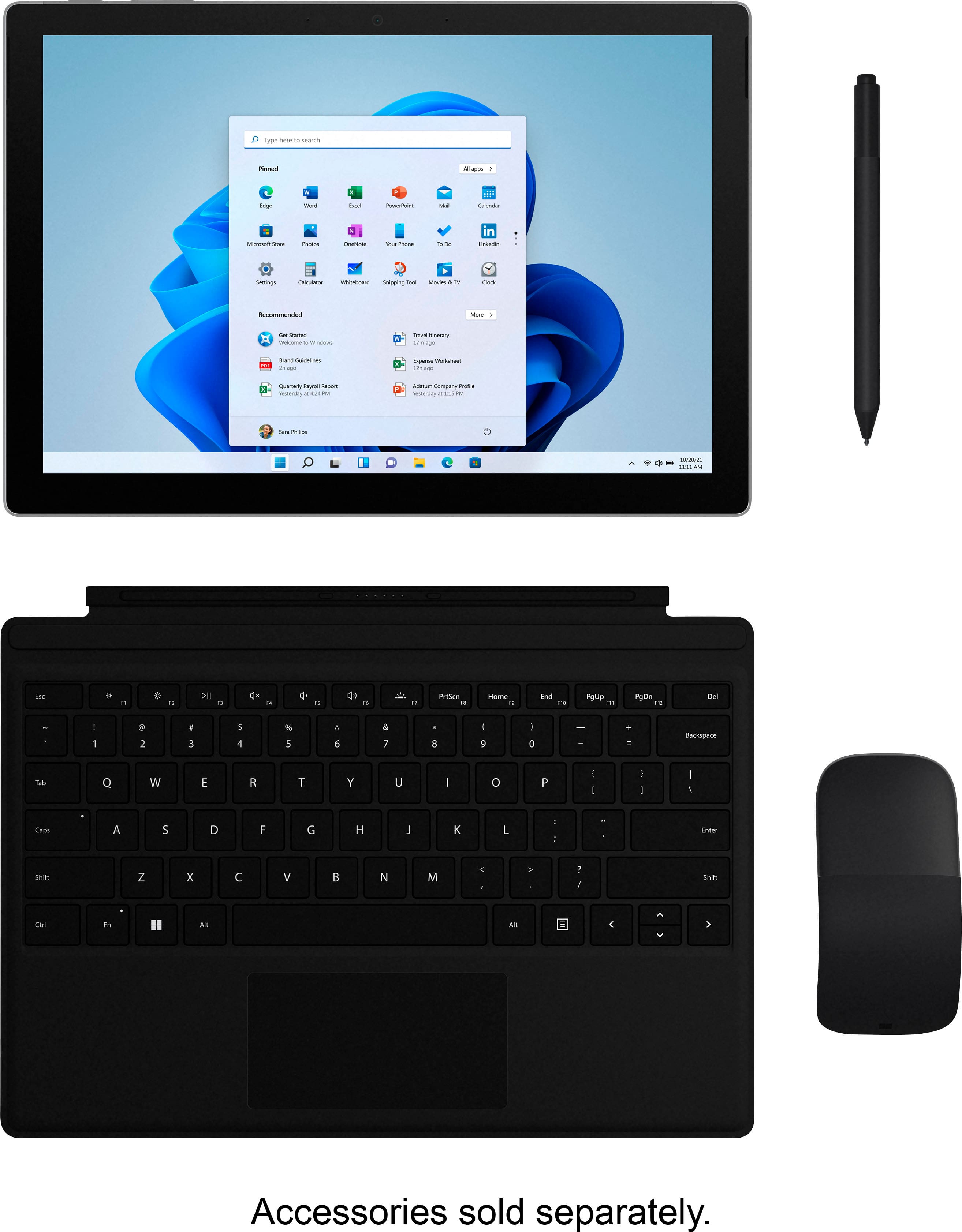 Alt View 13. Microsoft - Refurbished Surface Pro 7+ - 12.3” Touch Screen – Intel Core i5 – 8GB Memory – 128GB SSD with Black Cover (Latest Model) - Platinum.