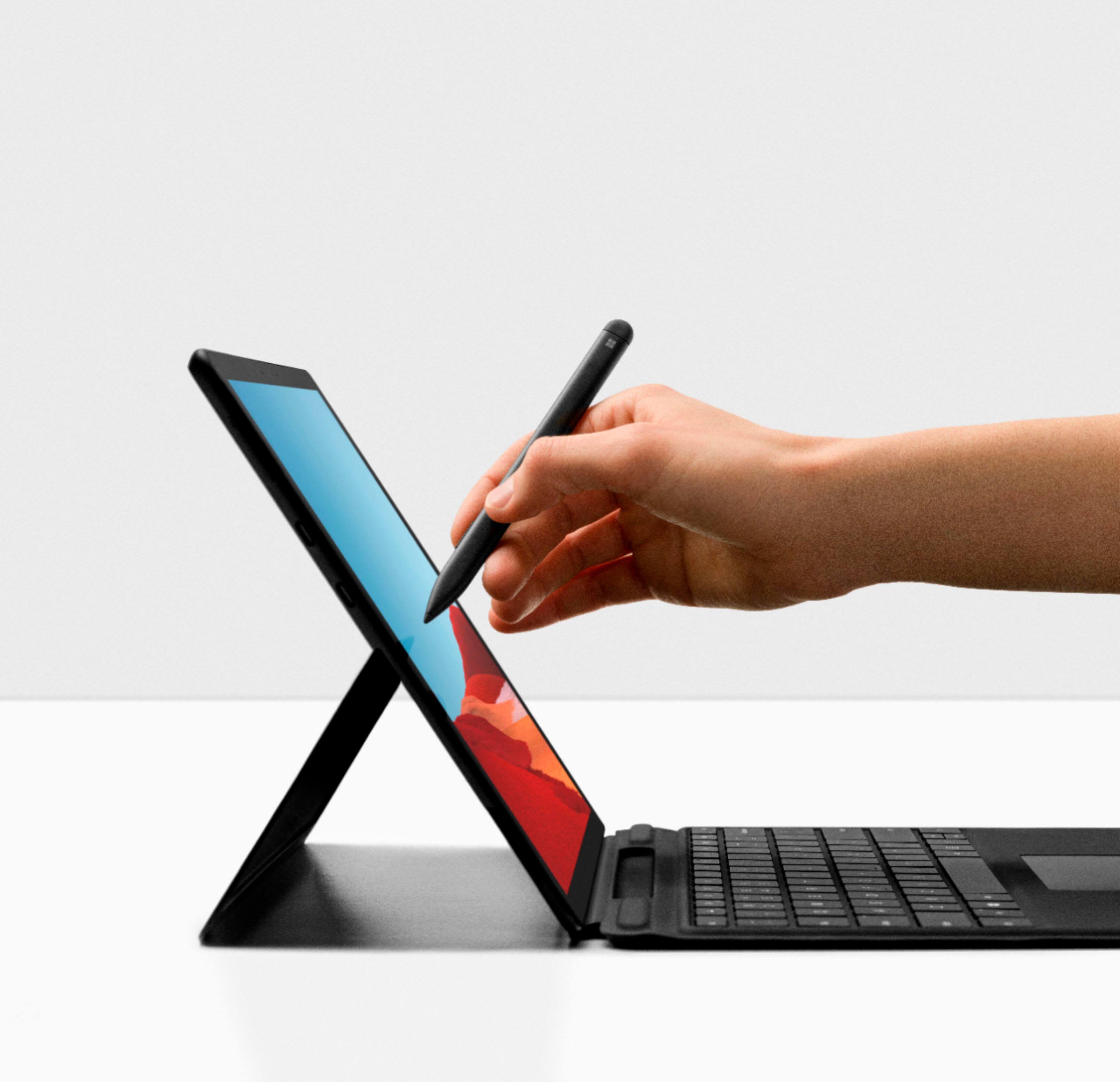 Alt View 18. Microsoft - Refurbished Surface Pro X - 13" Touch Screen - Microsoft SQ1 - 8GB Memory - 256GB SSD - WiFi+4G LTE - Keyboard+Slim Pen - Matte Black.