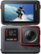 The image features a black and red camera with a screen displaying a man surfing. The camera is an Insta360 Ace F2.4, with a 16mm equivalent lens. The time displayed on the screen is 00:01.