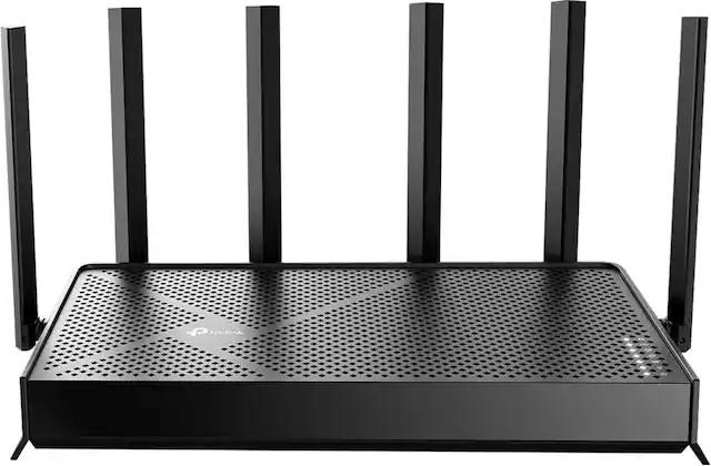 Front. TP-Link - Archer BE6500 Dual-Band Wi-Fi 7 Router - Black.