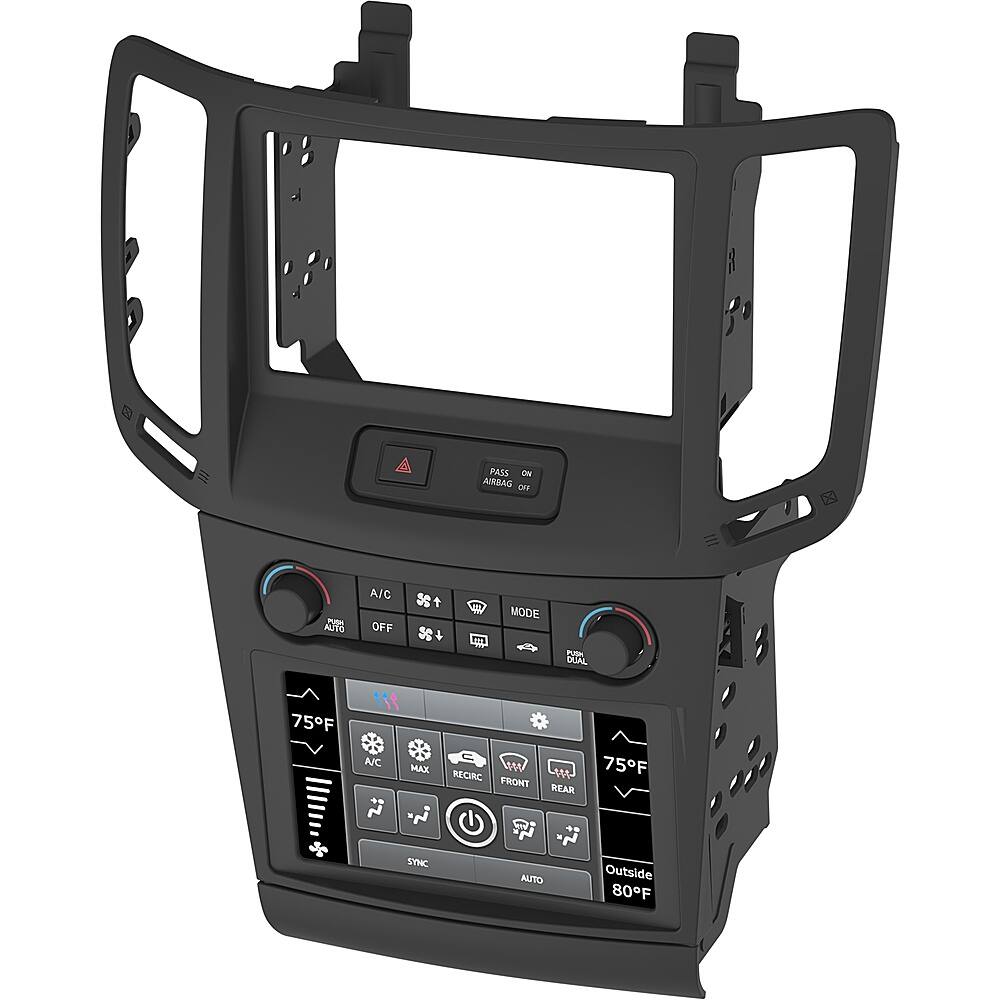 The image shows a dashboard with a display screen that shows the current temperature inside the vehicle. The temperature is 75 degrees Fahrenheit, and the air conditioning is turned off. The display also shows that the air conditioning is set to 75 degrees Fahrenheit. The dashboard also displays the outside temperature, which is 80 degrees Fahrenheit. The car's air conditioning system is set to sync with the outside temperature, ensuring that the vehicle remains comfortable for the passengers.