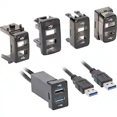 Angle. Install Bay - Dual 3' Female USB Type-A to Male USB Type-A Adapter - Black.