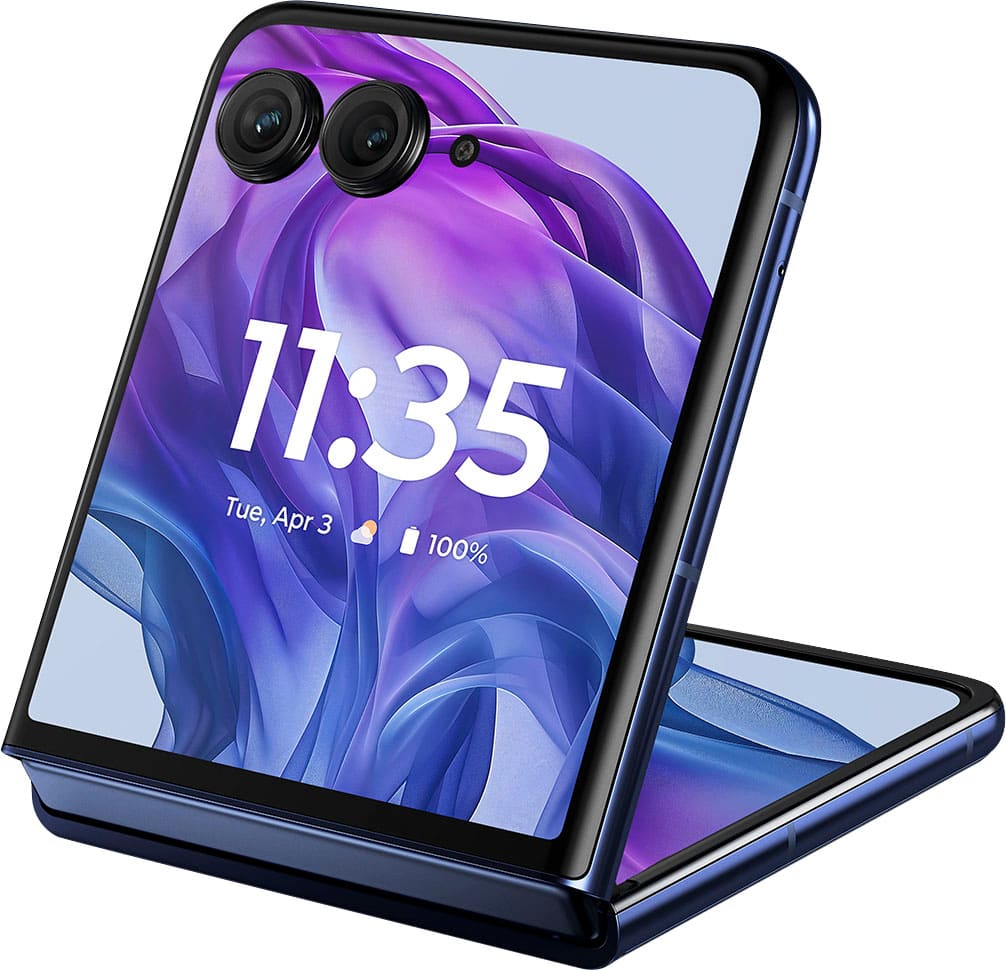 The time displayed on the phone is 11:35 on Tuesday, April 3rd.