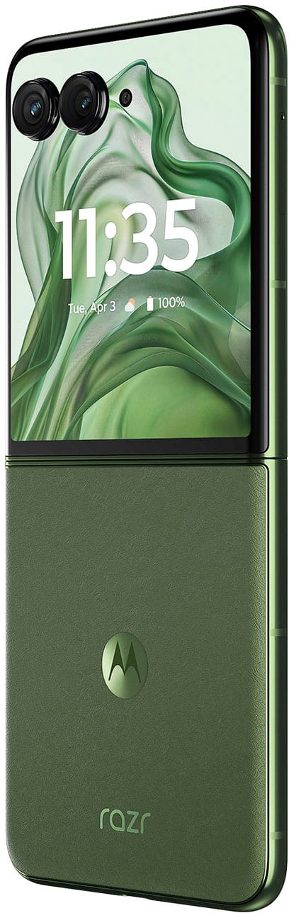 The text on the image reads "11:35 Tue Apr 3 100% M razr."