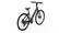The image features a black bicycle with a white background. The bicycle has a black seat and a black handlebar. The bike is parked on a white surface, possibly a sidewalk or a street. The image does not contain any text or writing.