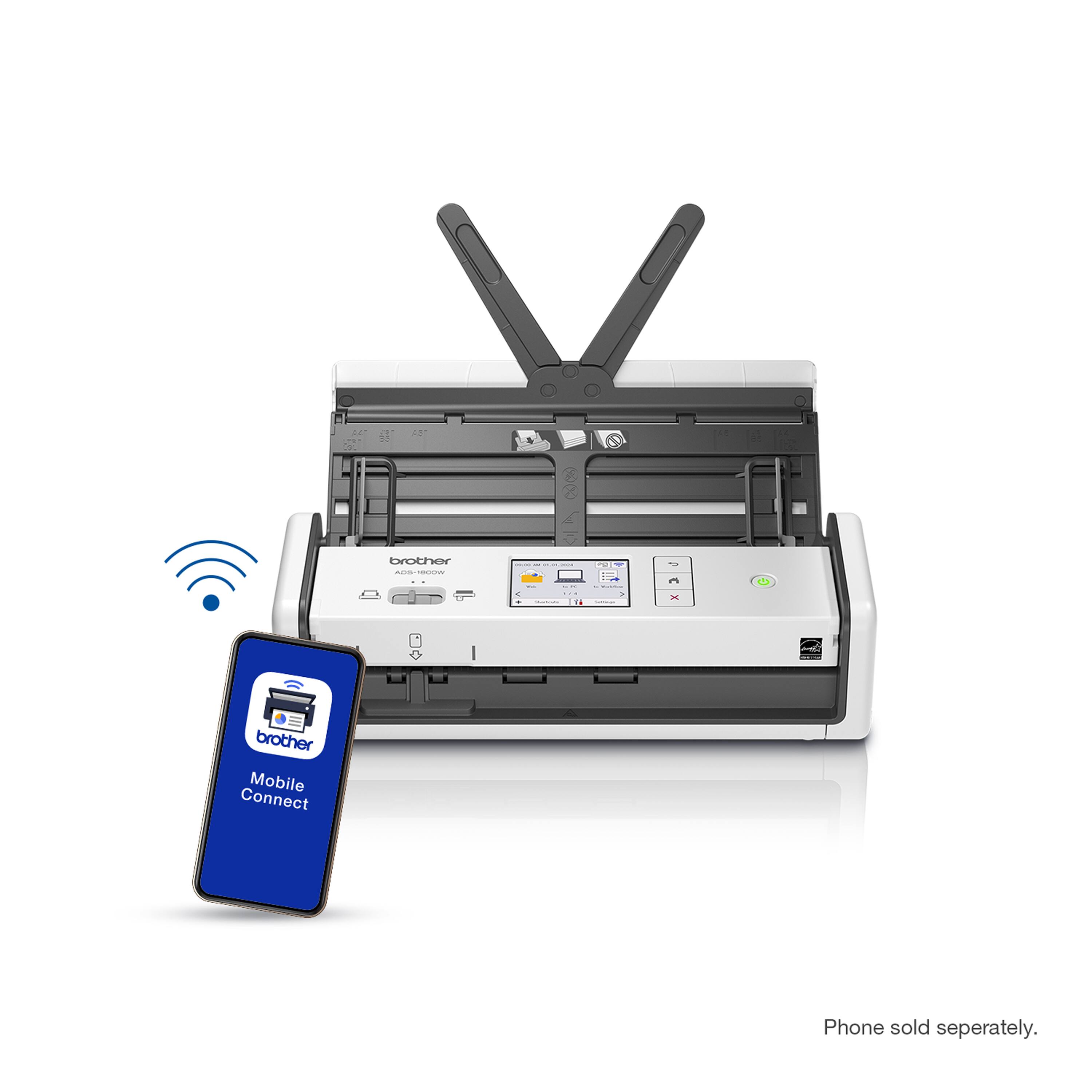 Best Double Sided Scanner Brother ADS-1800W Compact Wireless Duplex Desktop Scanner with Single
