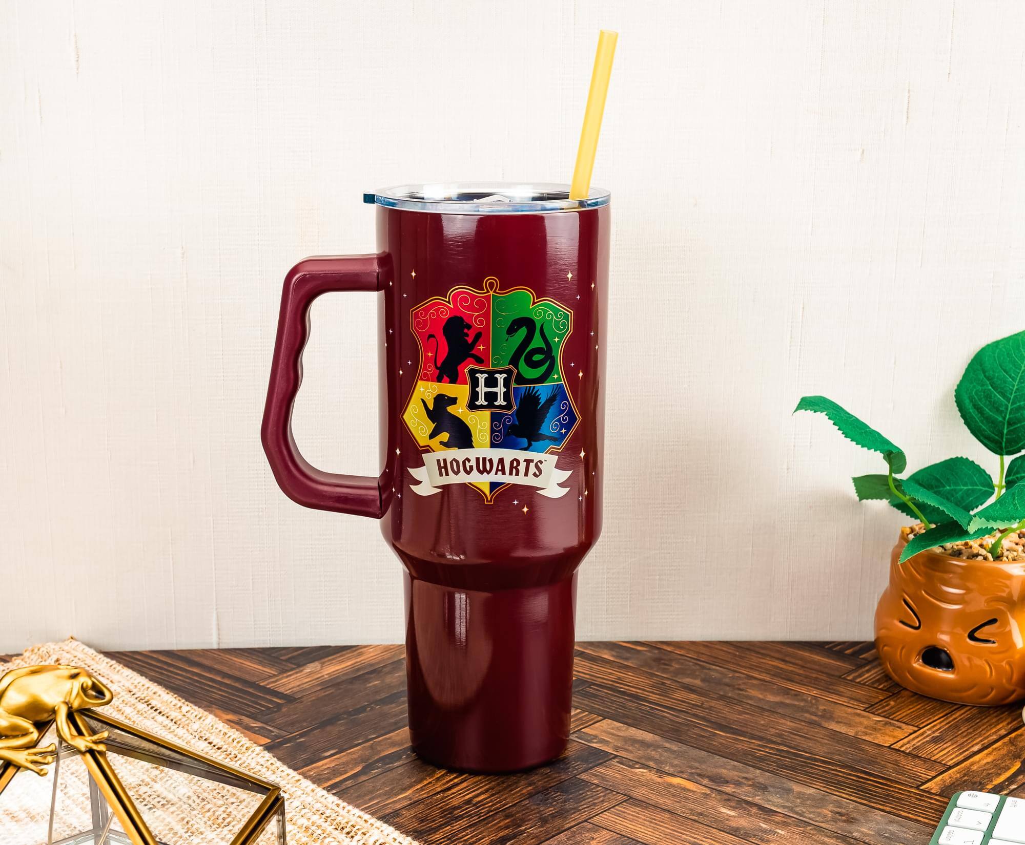 Alt View 3. Silver Buffalo - Harry Potter Hogwarts 40-Ounce Stainless Steel Tumbler With Handle - Multi-Colored.