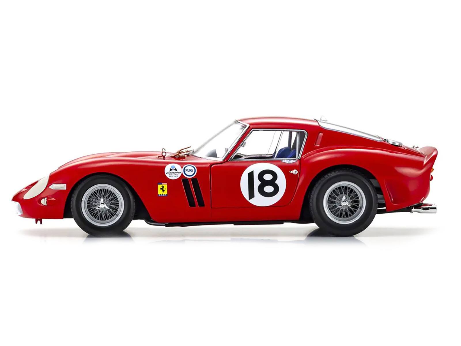 Left. Kyosho - Ferrari 250 GTO #18 Pedro Rodriguez Winner "Daytona 3 Hours" (1963) 1/18 Diecast Model Car by Kyosho - Red.