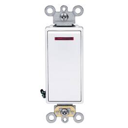 Leviton - 20 amps Single Pole Rocker Illuminated Rocker Switch 1 pk - White