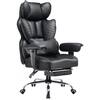 Front. GTPlayer - Big and Tall Gaming Chair Wide Ergonomic Office Chair with Deluxe Embossing Leather Computer Chair,Black - Black.