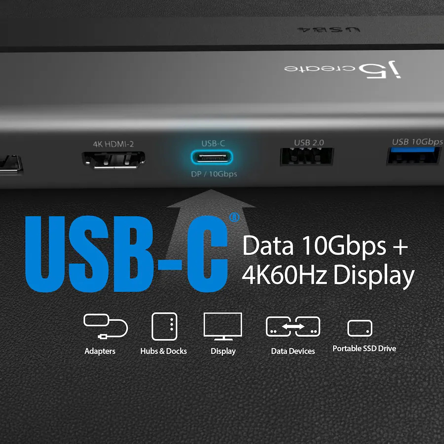 Simple Docking j5create USB4 Triple 4K Multi Port Docking Station Space Gray & Black ...