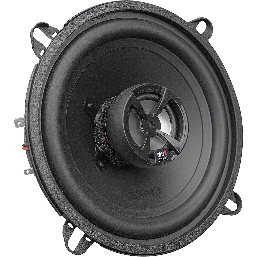 MB Quart is a company that specializes in producing high-quality car audio equipment, including speakers and subwoofers. The image features a close-up of a MB Quart subwoofer, which is a type of speaker designed to reproduce low-frequency sounds. The subwoofer is black and has a silver logo, indicating its brand and the company's commitment to producing reliable and high-performance audio products.