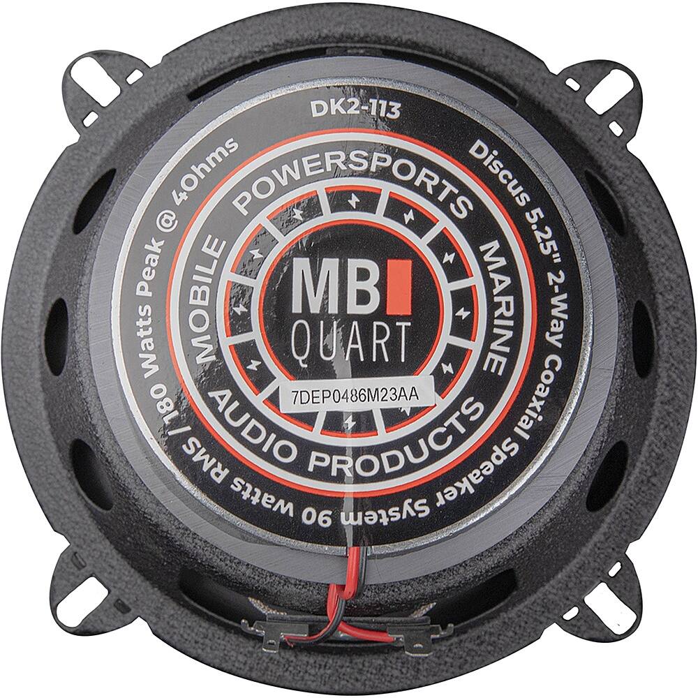 The text on the image reads "DK2-113 40hms POWERSPORTS Discus @ Peak 5.25" MOBILE MBI MARINE 2-Way Watts QUART 180 7DEP0486M23AA Coaxial RMS AUDIO PRODUCTS watts System Speaker 06."