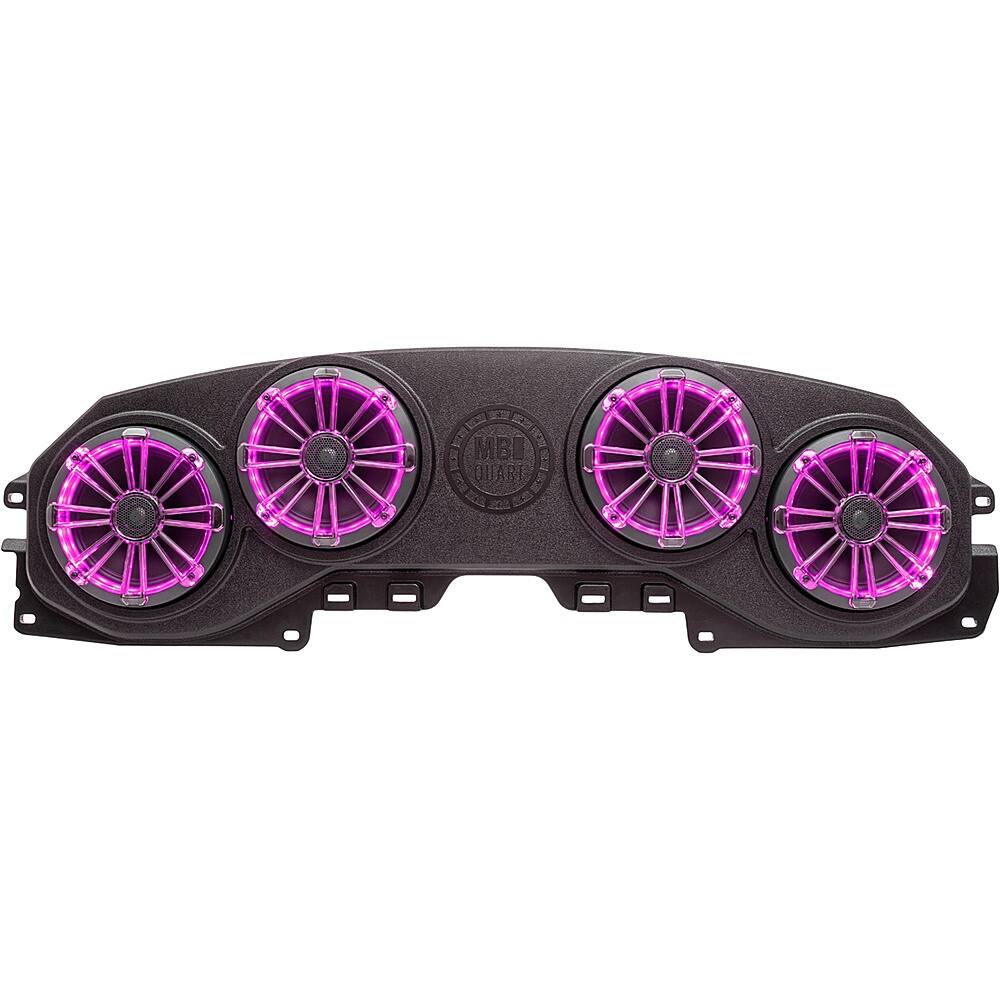 The text on the image reads "22 N-MBI RC acet 1 QUARE ma  m0 20 aus." This text is in a foreign language and does not provide any information about the image. The image features a black speaker with purple lights, which is likely a part of a car audio system.