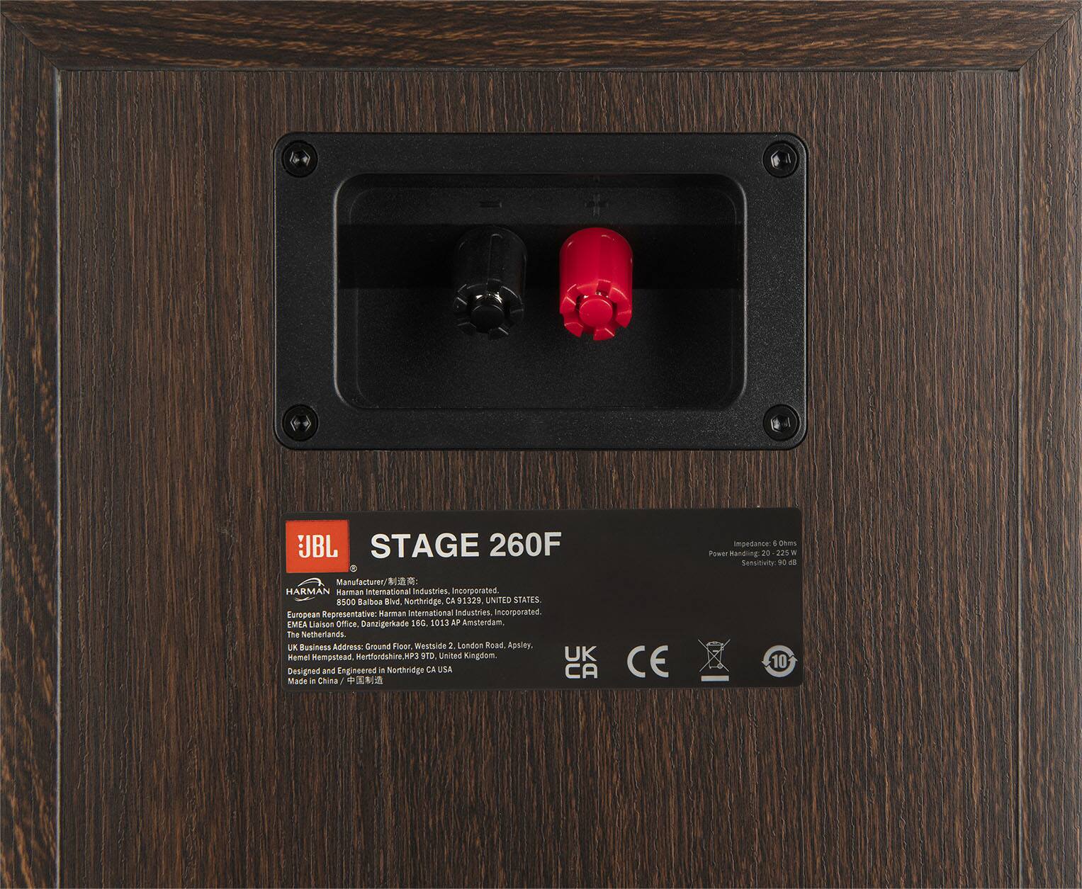 JBL Stage 260F - 2-channel stereo amplifier with 200 watts of power per channel. Designed and engineered in the USA. Made in China. CE marked.