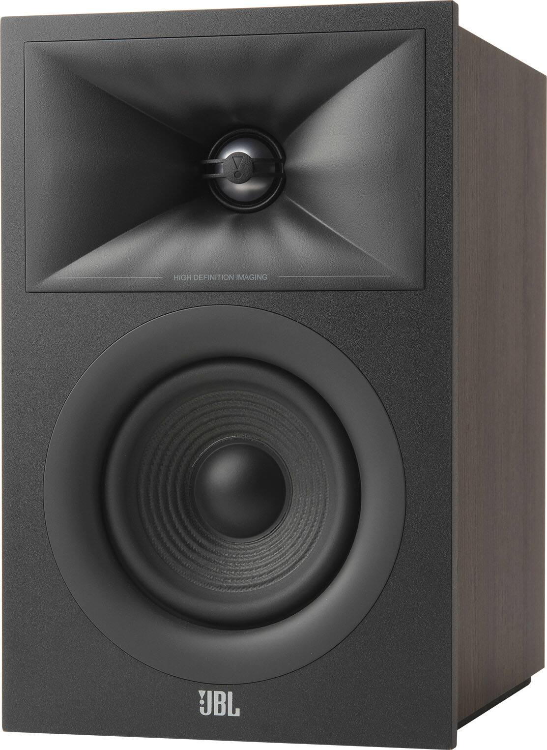 The text on the image reads "High Definition Maging UBL." This is likely a typo or an error in the text, as it does not make sense in the context of the image. The image features a large black speaker, which is likely used for high-quality audio playback.