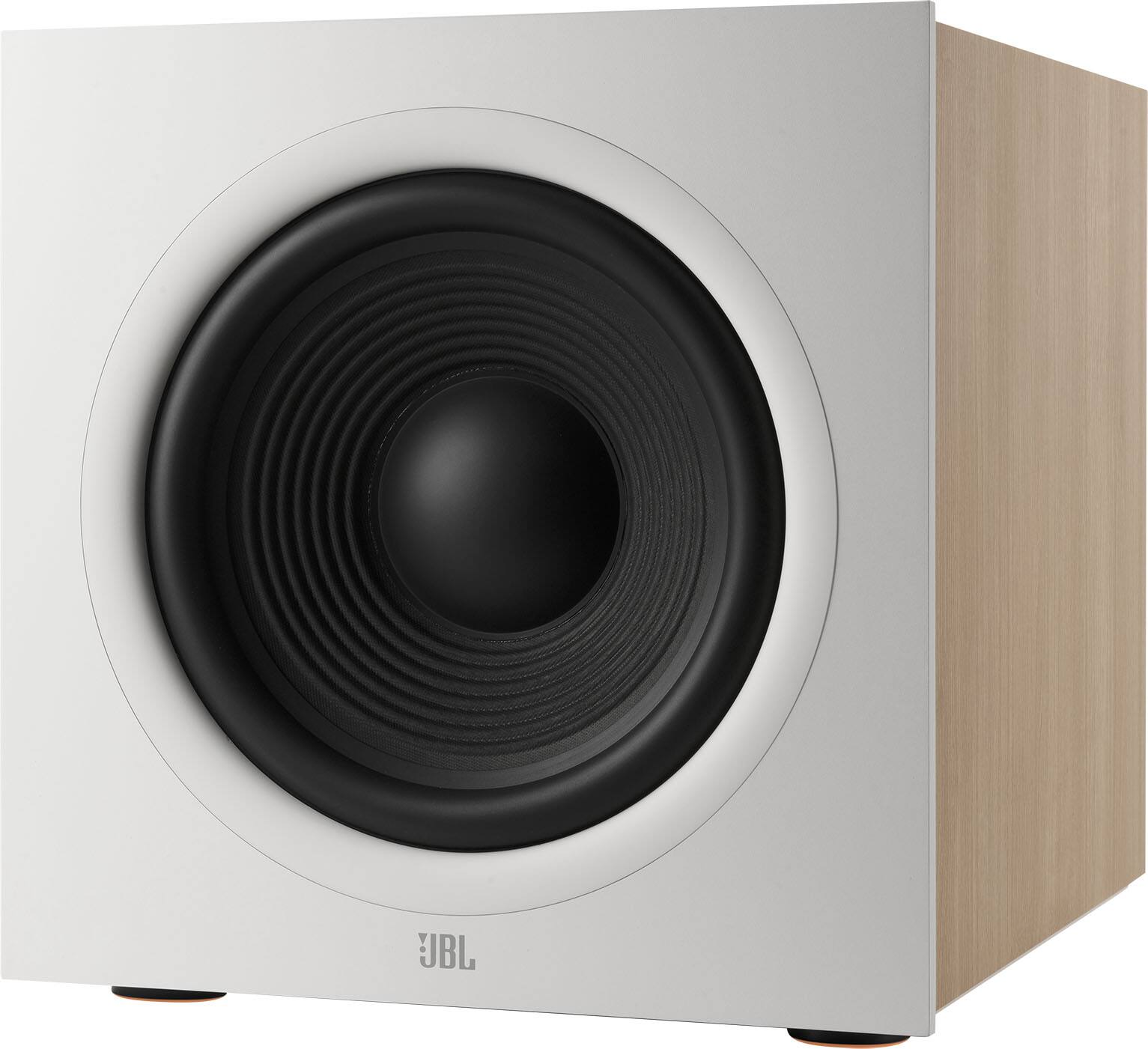 Angle. JBL - Stage 220P 12-Inch Powered Subwoofer - Latte.