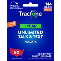 Tracfone - $144 Unlimited Talk & Text 365-Day - Prepaid Plan [Digital] - Front_Zoom