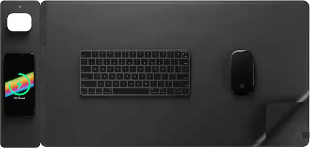 Front. JOURNEY - ALTI Wireless Charging Desk Mat - Black.