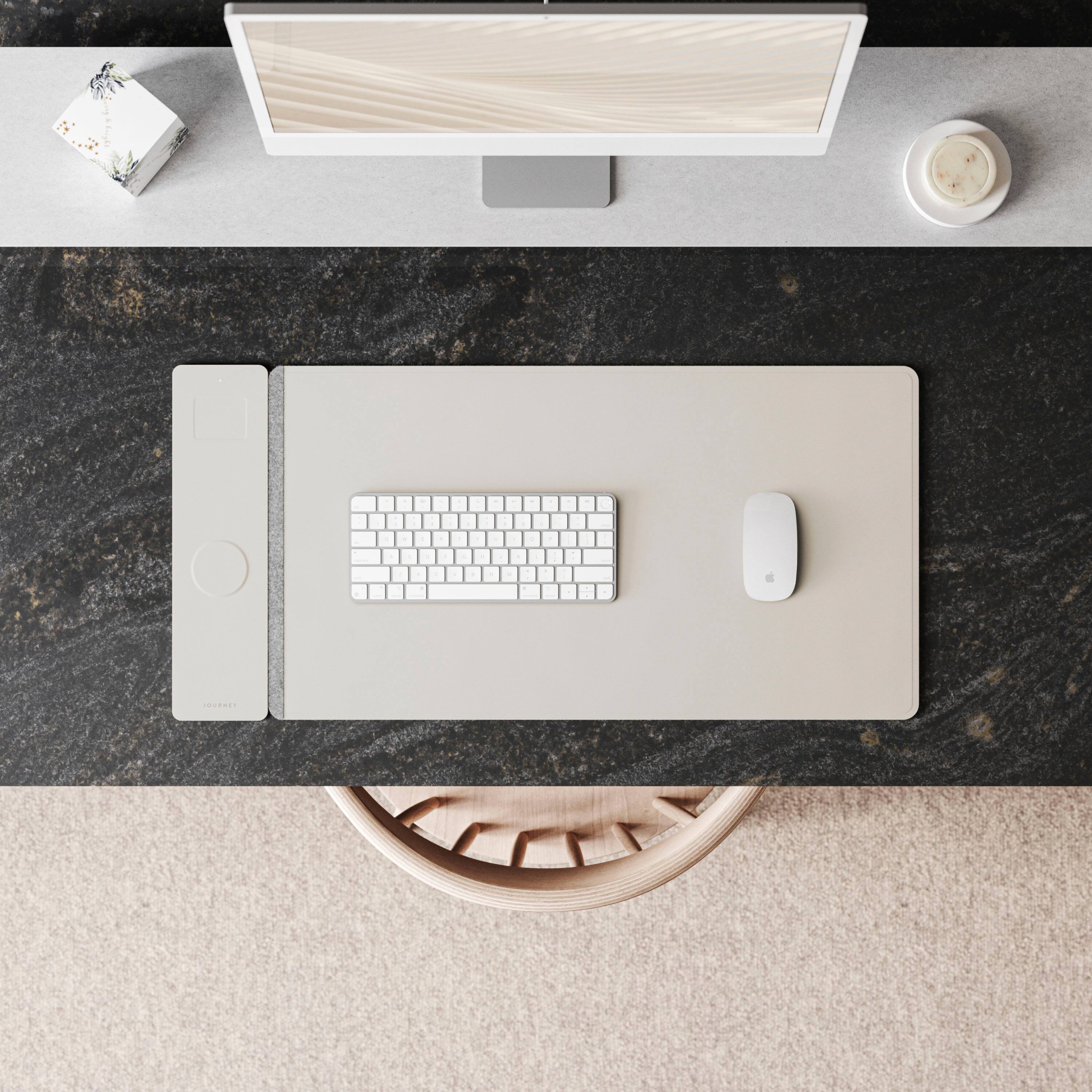 Alt View 11. JOURNEY - ALTI Wireless Charging Desk Mat - Light Grey.