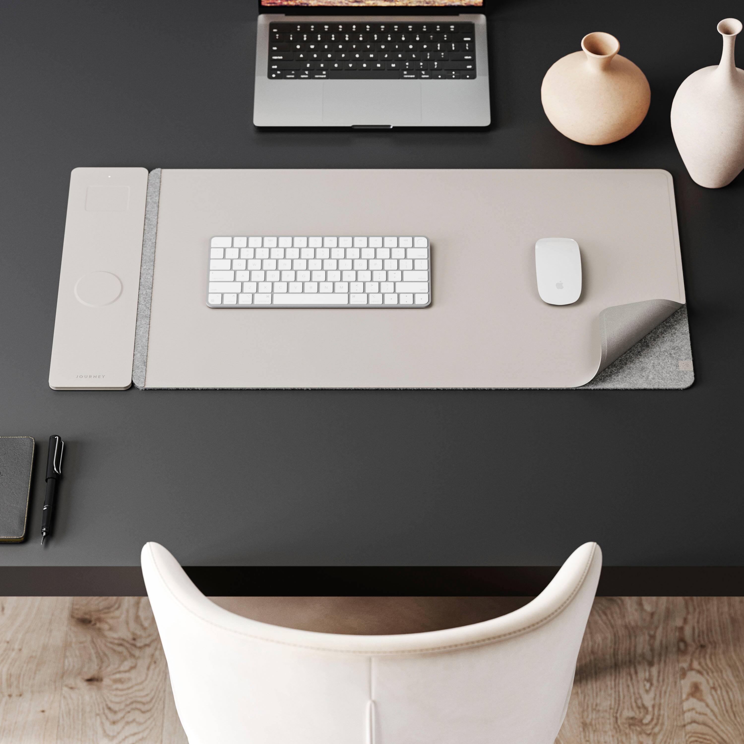 Alt View 12. JOURNEY - ALTI Wireless Charging Desk Mat - Light Grey.