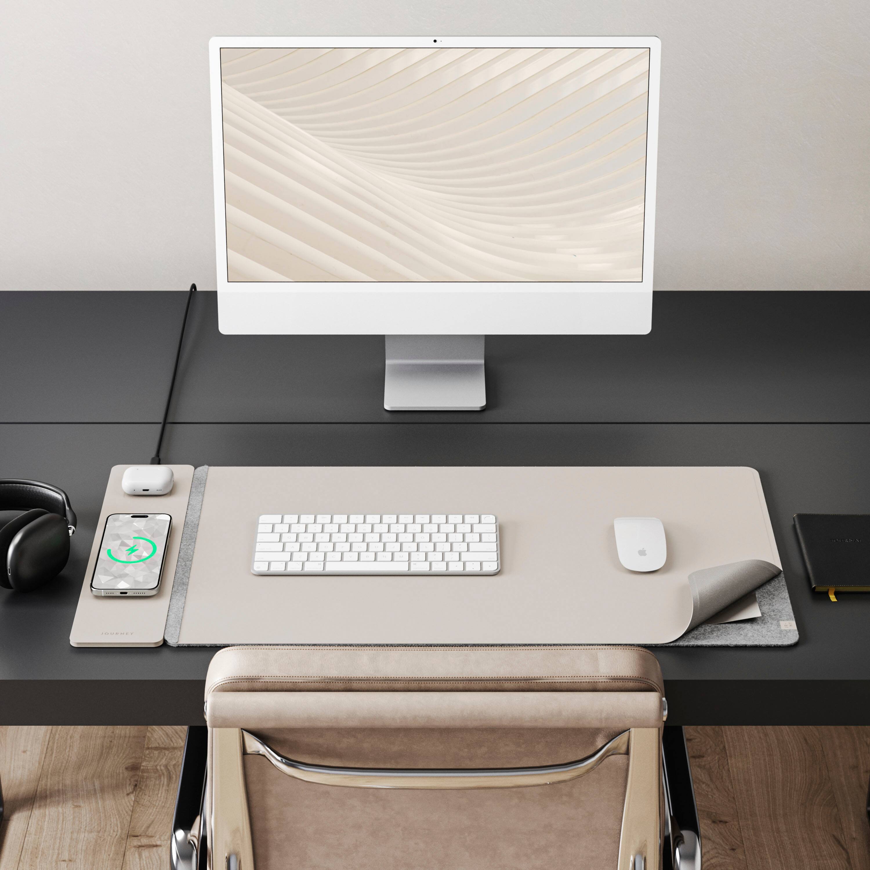 Alt View 14. JOURNEY - ALTI Wireless Charging Desk Mat - Light Grey.