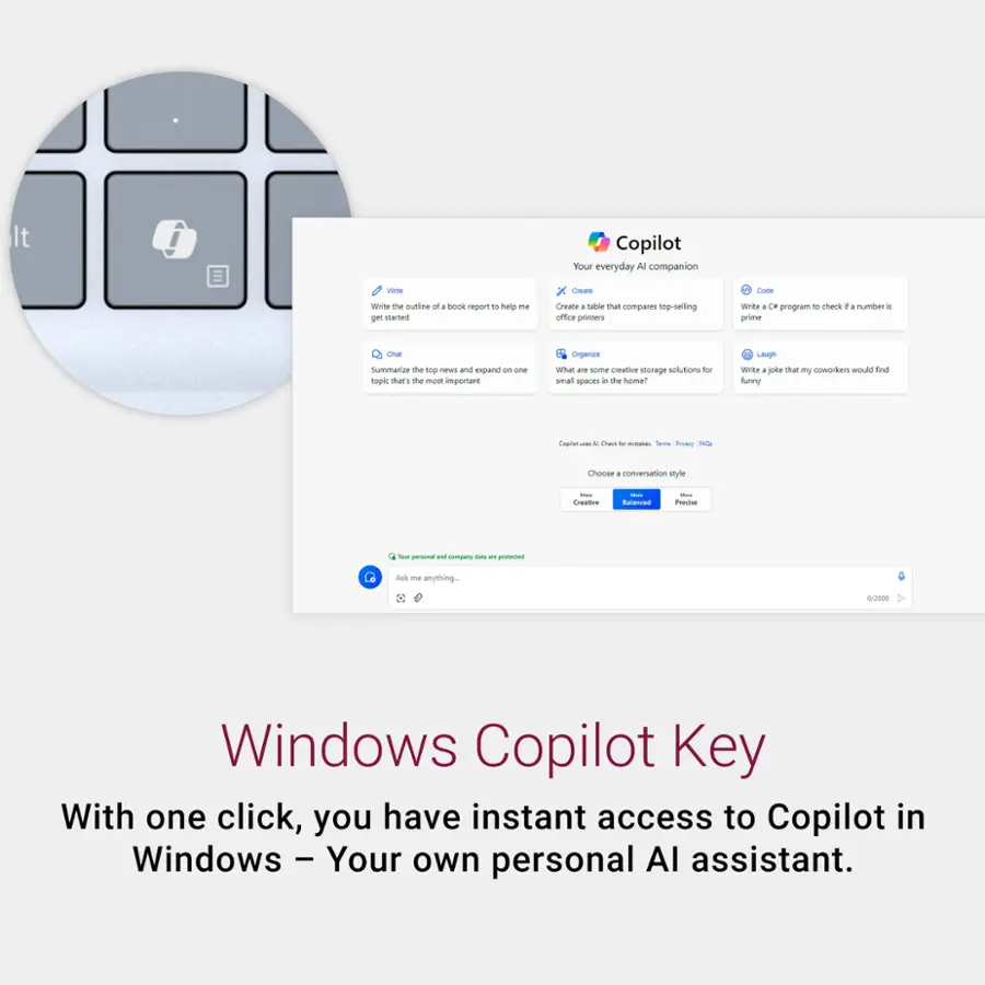 It is Copilot - Your everyday AI companion - write the sentences of book reports to help - generate summaries and expand on topics than any other AI writing assistant. With Copilot, you can create summaries, generate creative storage solutions for small spaces in the home, and write emails that your coworkers would find sunny. Copilot is designed to help you with conversation starters, create presentations, and generate paragraphs. With one click, you have instant access to Copilot in Windows - Your own personal AI assistant.