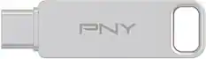 Front. PNY - 64GB DUO LINK USB 3.2 Type-C Dual Flash Drive - Silver.