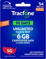 Tracfone - $54 Unlimited Talk & Text plus 6GB of Data 90-Day - Prepaid Plan Card [Digital] - Front_Zoom