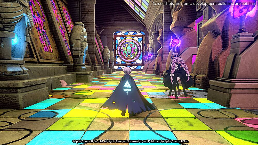 The text on the image states that the screenshots are from a development build and are not final. Additionally, it indicates that Spike Chunsoft Co., Ltd. holds all rights reserved, and the screenshots have been licensed to and published by Spike Chunsoft, Inc.