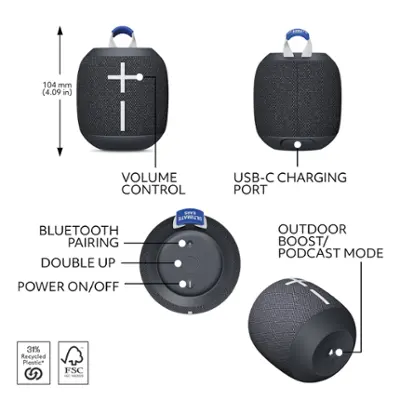 Ultimate Ears WONDERBOOM Portable Wireless Bluetooth Speaker
