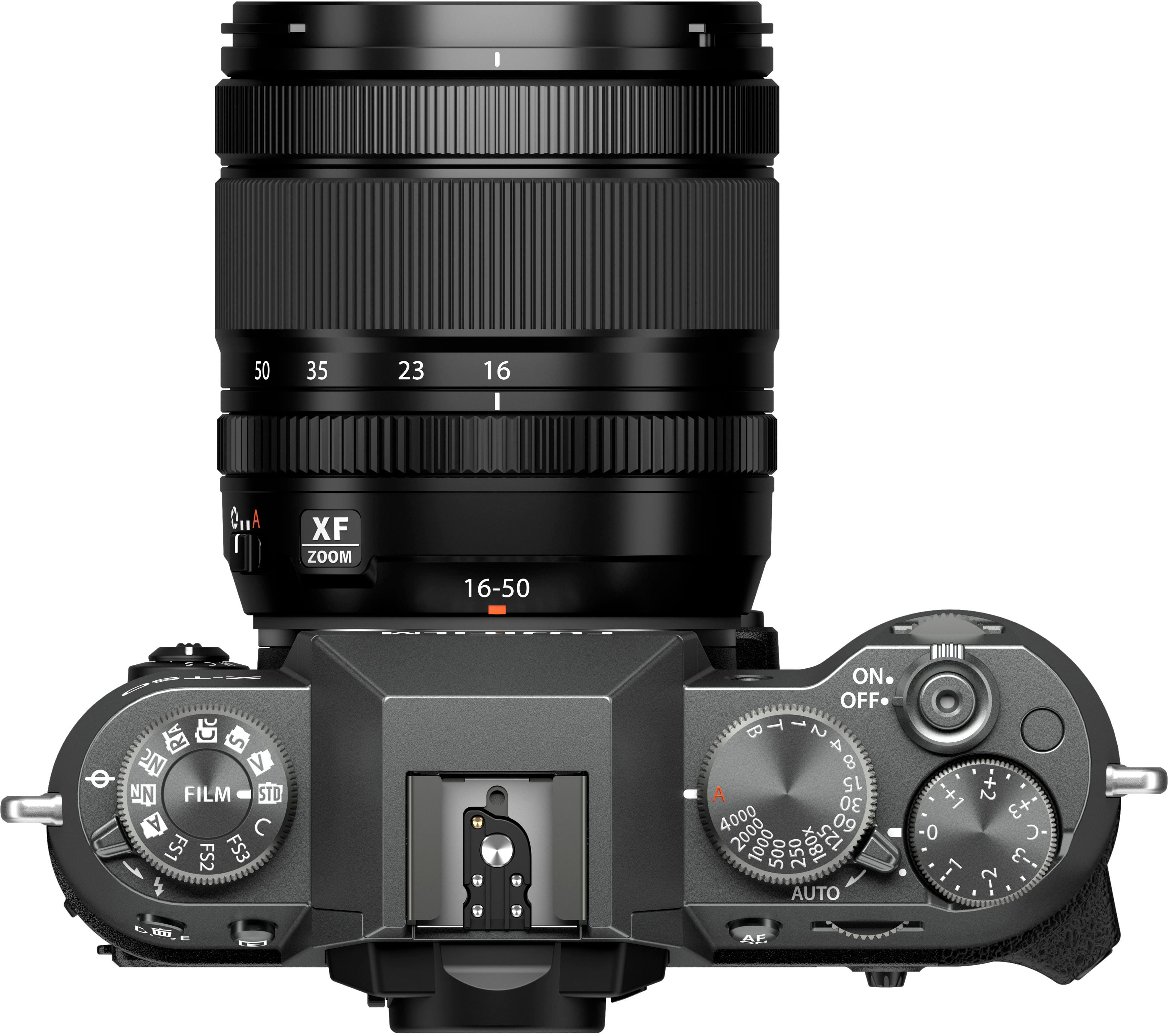 The image features a close-up of a camera lens, which is part of a digital camera. The lens is large and occupies a significant portion of the image. The camera has a zoom function, as indicated by the presence of a zoom lens. The camera also has a film standard setting, which allows for different film types to be used. Additionally, the camera has an off and on switch, as well as a zoom function, which can be used to adjust the focal length of the lens.