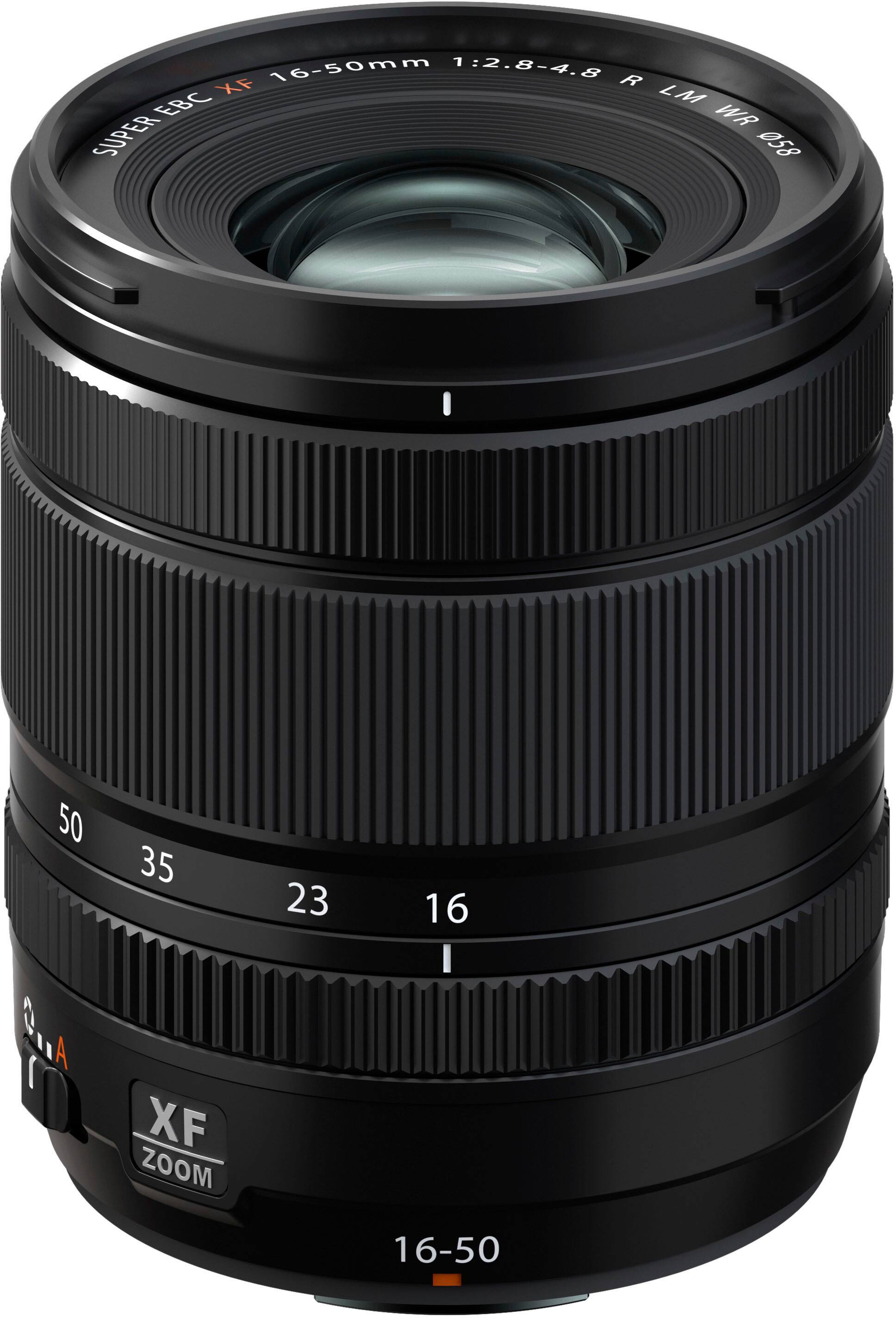 The image features a close-up of a lens, which is part of a digital camera. The lens has a focal length of 16-50mm and a maximum aperture of 1:2.8-4.8. The lens is designed for use with a Canon camera and is weather-resistant. The lens is mounted on a camera, and the image is captured in a white background.