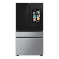 Samsung - Bespoke 29 Cu. Ft. 4-Door French Door Smart Refrigerator with Family Hub - Charcoal Glass/Stainless Steel - Front_Zoom