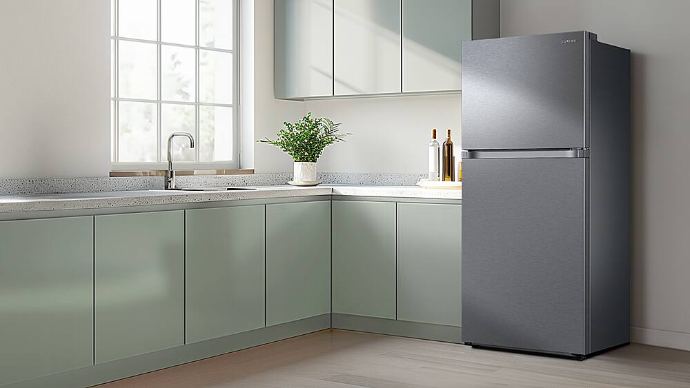 Alt View 24. Samsung - 18 Cu. Ft. Top Freezer Smart Refrigerator with All-Around Cooling - Stainless Steel.