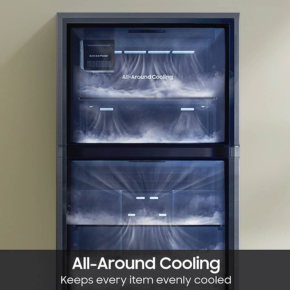 The text on the image reads: "All-Around Cooling Keeps every item evenly cooled."