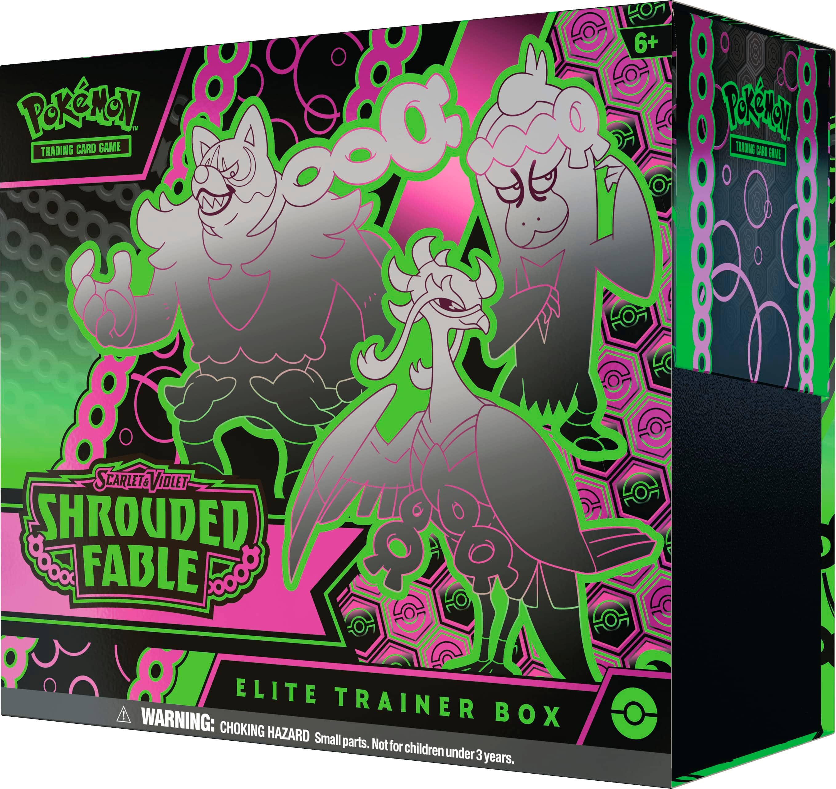 Pokemon - 8 Trading Card Game 8+ Elite Trainer Box. Shrouded Fable. Warning: Box choking hazard. Small parts. Not for children under 3 years.