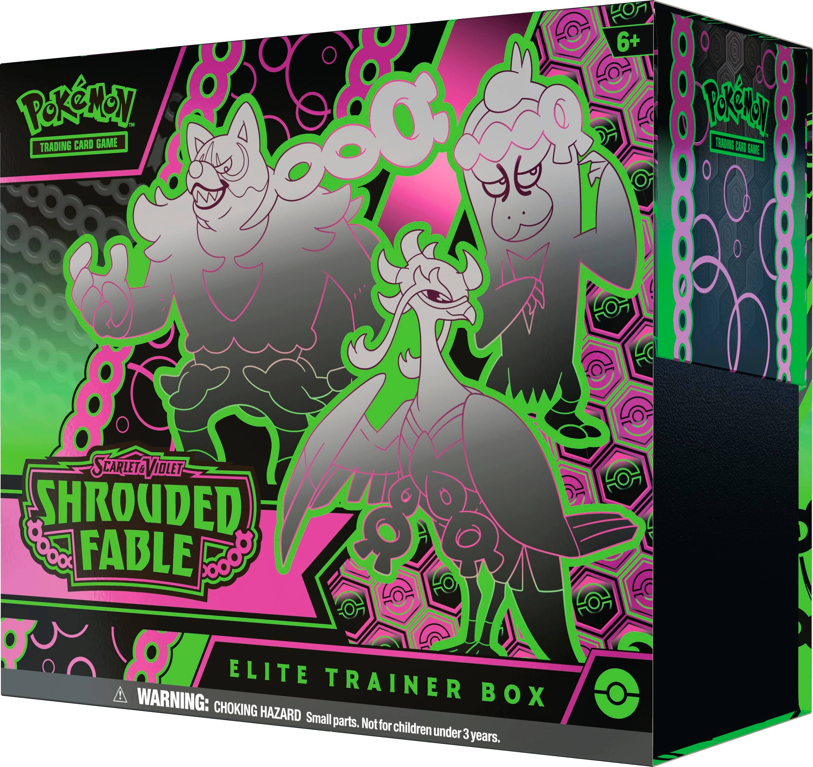 Pokemon - 8 Trading Card Game 8+ Elite Trainer Box. Shrouded Fable. Warning: Box choking hazard. Small parts. Not for children under 3 years.
