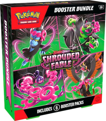 The image features a Pokemon trading card game booster bundle, which includes six booster packs. The bundle is designed with a green and pink color scheme, and it showcases various Pokemon characters. The bundle is a great way to get started with the Pokemon trading card game or to expand your collection.