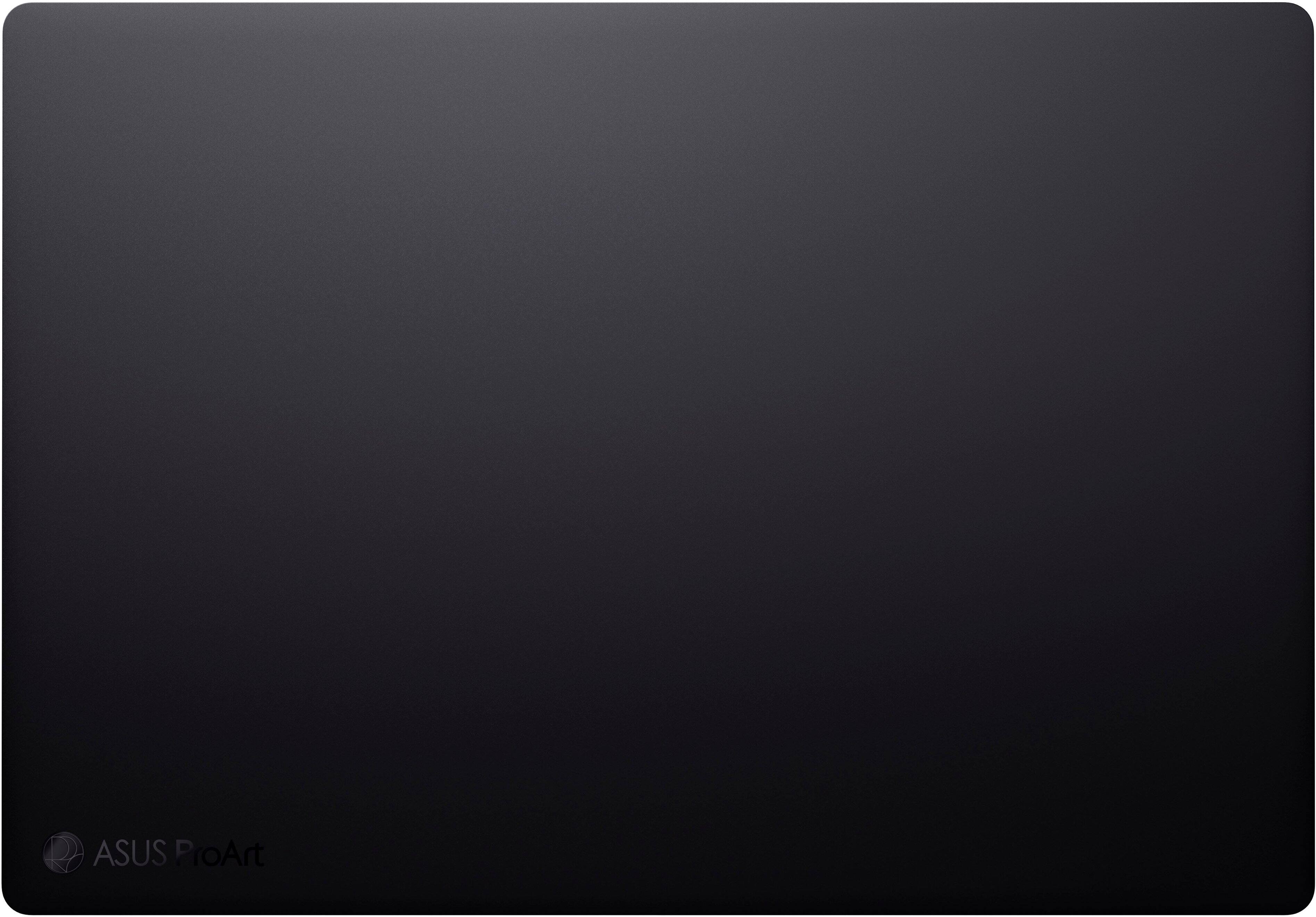 The image features a black computer mouse pad with the text "ASUS ProArt" on it. The pad is large, covering most of the image. The text is clearly visible and stands out against the black background.