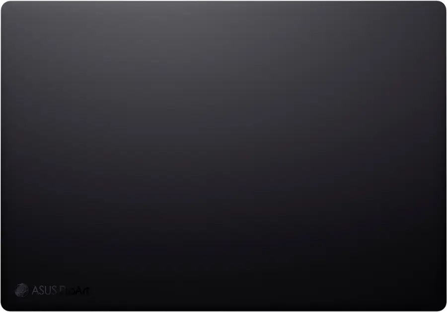 The image features a black computer mouse pad with the text "ASUS ProArt" on it. The pad is large, covering most of the image. The text is clearly visible and stands out against the black background.