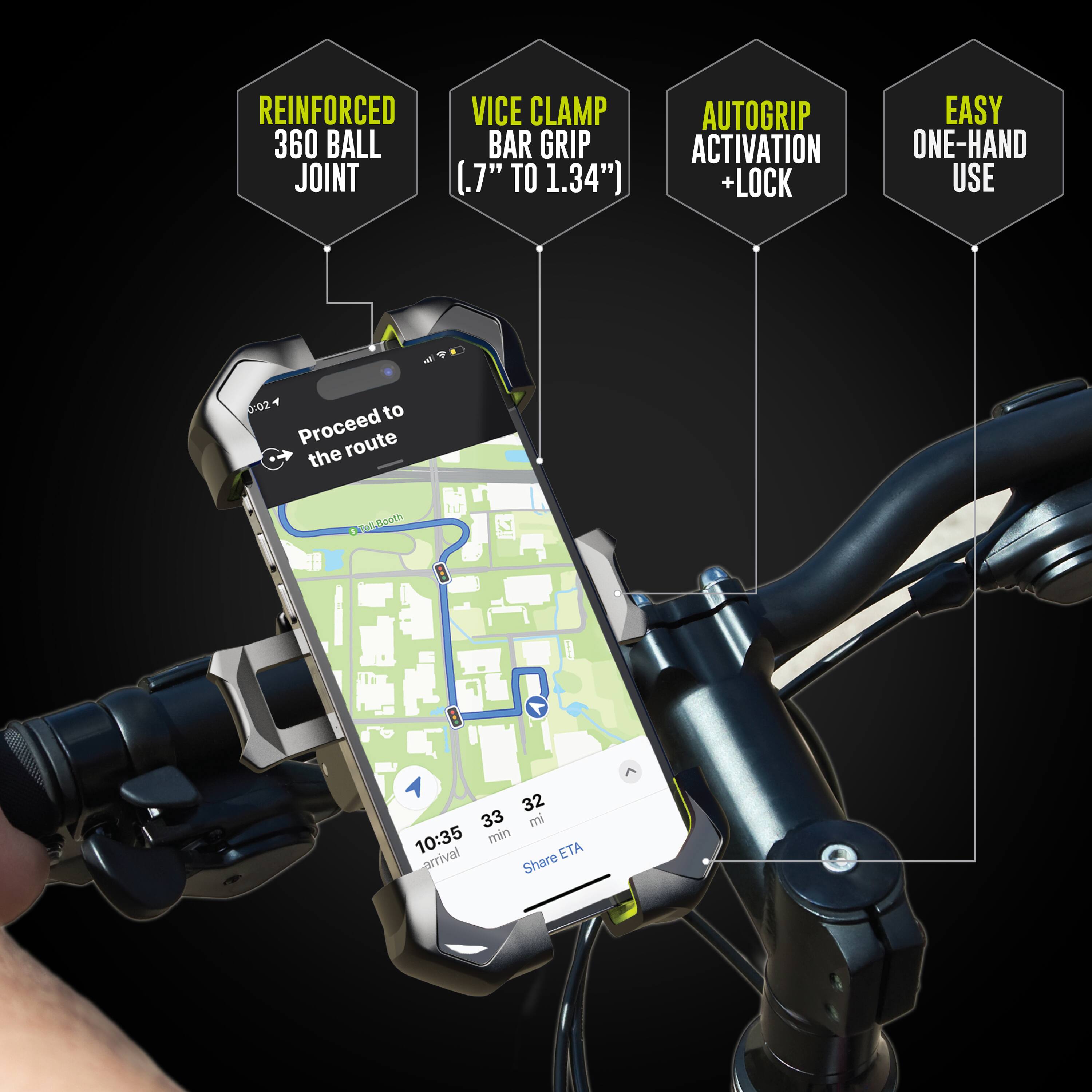 Alt View 16. Bracketron - HD X-Lock Handle Bar Mount for Most Cell Phones - Black.