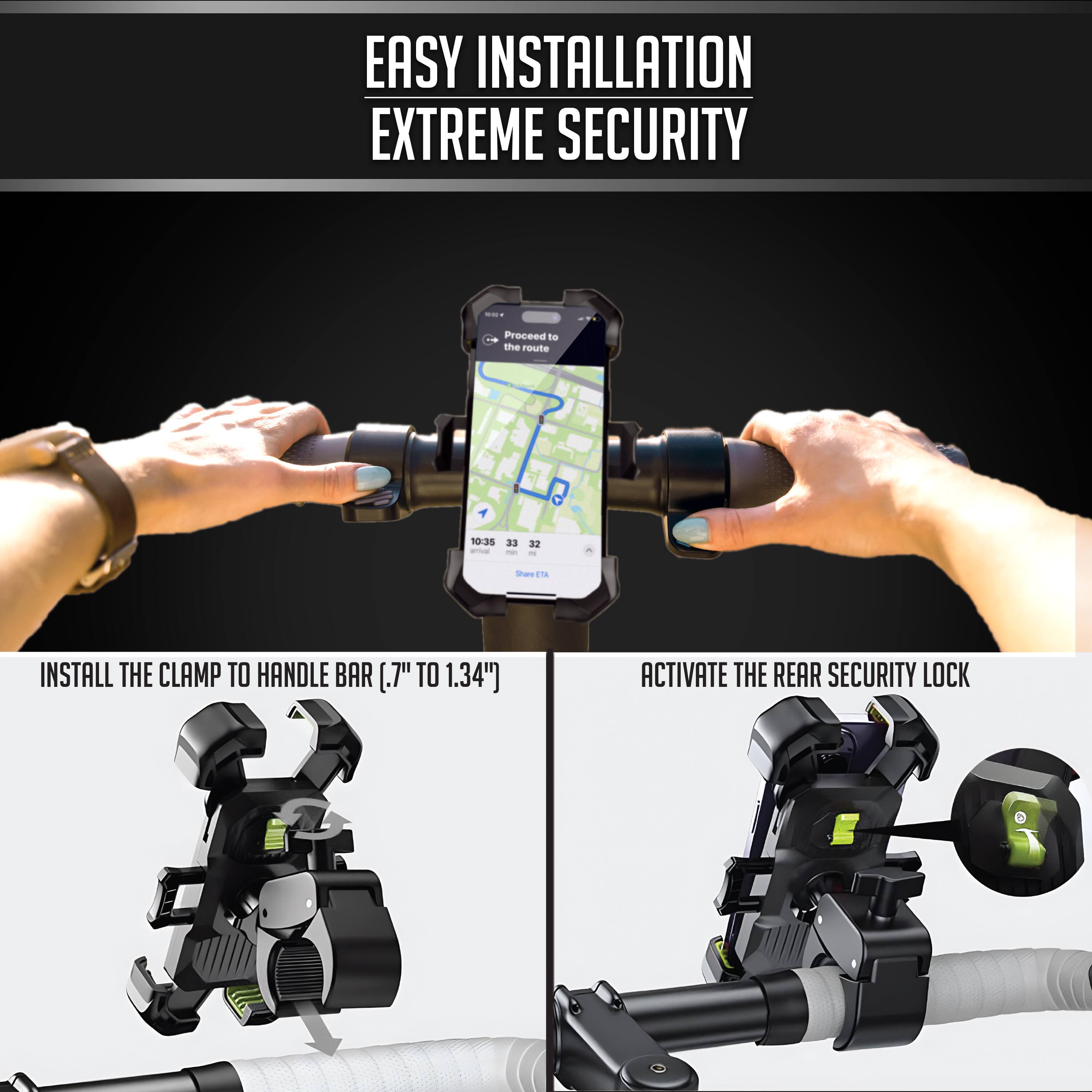 Alt View 17. Bracketron - HD X-Lock Handle Bar Mount for Most Cell Phones - Black.