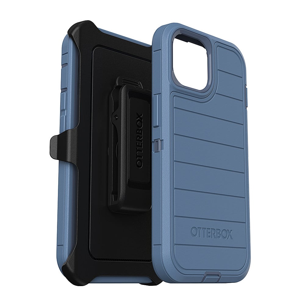 OtterBox - Defender Series Pro Hard Shell for Apple iPhone 15, Apple iPhone 14, and Apple iPhone 13 - Baby Blue Jeans - Front_Zoom